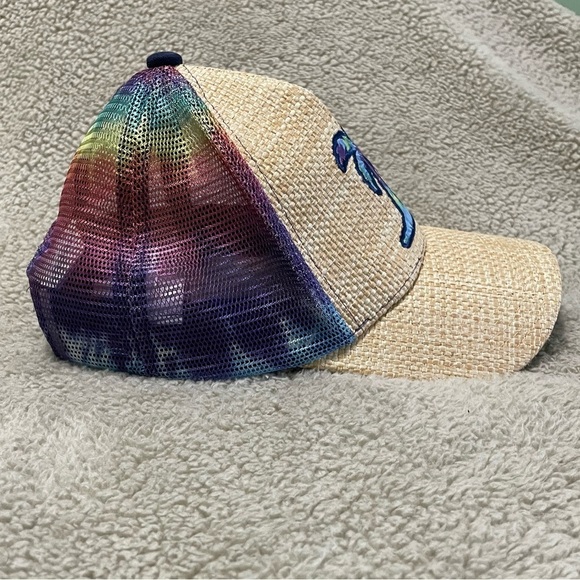 Snap back hawaiian cap burlapish front and multi colored back one size fits all - Picture 2 of 5